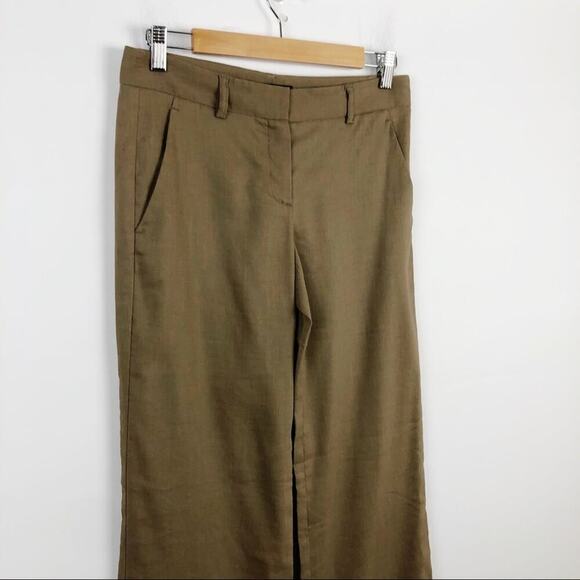 THEORY Tan Linen Wool Wide Leg Emory Trouser Pants Relaxed fit Size 4 - Picture 3 of 15